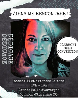 Ce WE, je serai à la Clermont Geek Convention !
C'est la première fois que je participe à la CGC en tant qu'auteur, et j'avoue que je stresse un peu. Est-ce que j'ai prévu assez de stock ? Est-ce que je vais réussir à aménager mon stand de manière agréable ? Est-ce que je vais rentrer dans mes frais (oui, ça rentre aussi en ligne de compte... ><).
Bref, c'est un pari que je fais cette année, à voir s'il sera gagnant et si les lecteurs seront au rendez-vous !
Si jamais tu souhaites y faire un tour (costumé ou non ^^) je t'y rencontrerai avec plaisir ! Et si tu veux réserver l'un de mes livres, tu n'as qu'à rentrer le code SALON sur ma boutique (voir lien en bio) et les frais de port seront ôtés. Confirme moi simplement que tu viendras bien les chercher à la CGC et non ailleurs ^^
Peut-être à ce WE !

 #Imaginaire #lectureaddict #livrestagram #livresaddict #sfff #viedautrice #salonlitteraire #bookstagramfrance #culturegeek #dedicace
